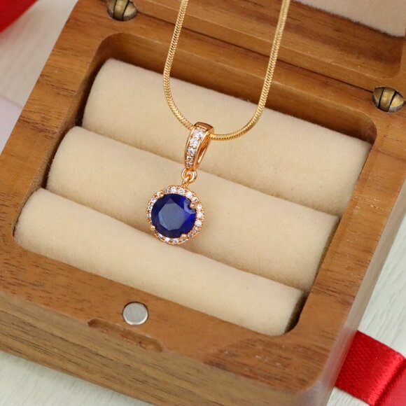 "Deep Purple Crystal Pendant with Sparkling Accents in Rose Gold, XPPT1459 - Picture 9 of 13